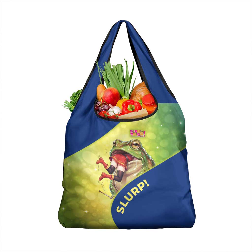 Giant Toad Encounter Grocery Bag Comedic Fantasy Creature Art Style