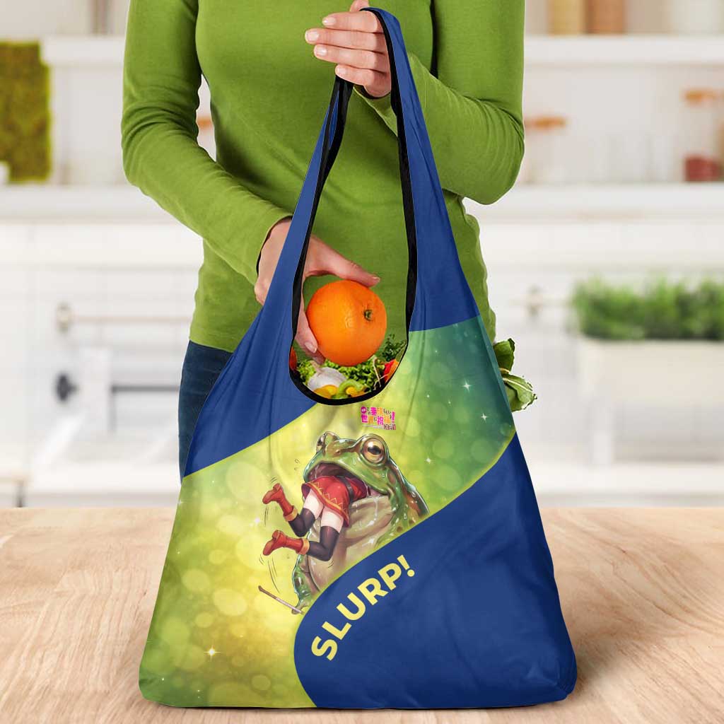 Giant Toad Encounter Grocery Bag Comedic Fantasy Creature Art Style