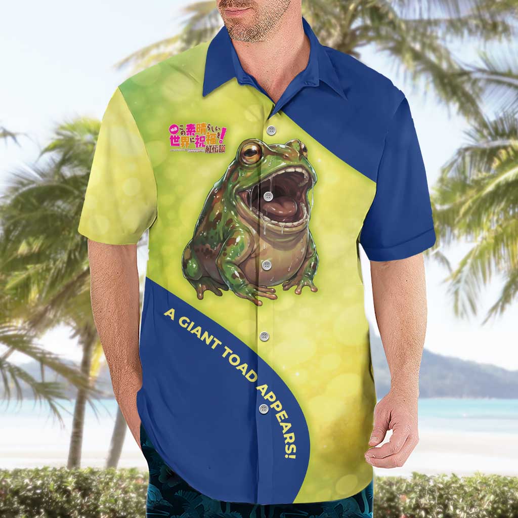 Giant Toad Encounter Hawaiian Shirt Comedic Fantasy Creature Art Style