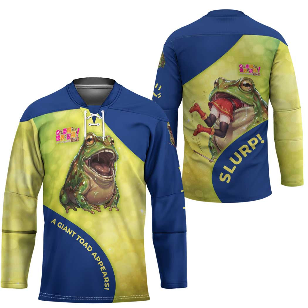 Giant Toad Encounter Hockey Jersey Comedic Fantasy Creature Art Style