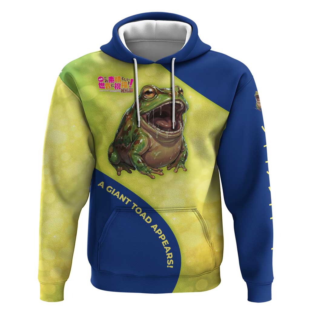 Giant Toad Encounter Hoodie Comedic Fantasy Creature Art Style