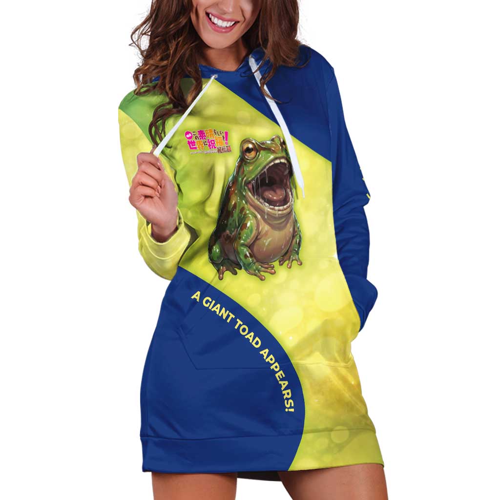 Giant Toad Encounter Hoodie Dress Comedic Fantasy Creature Art Style