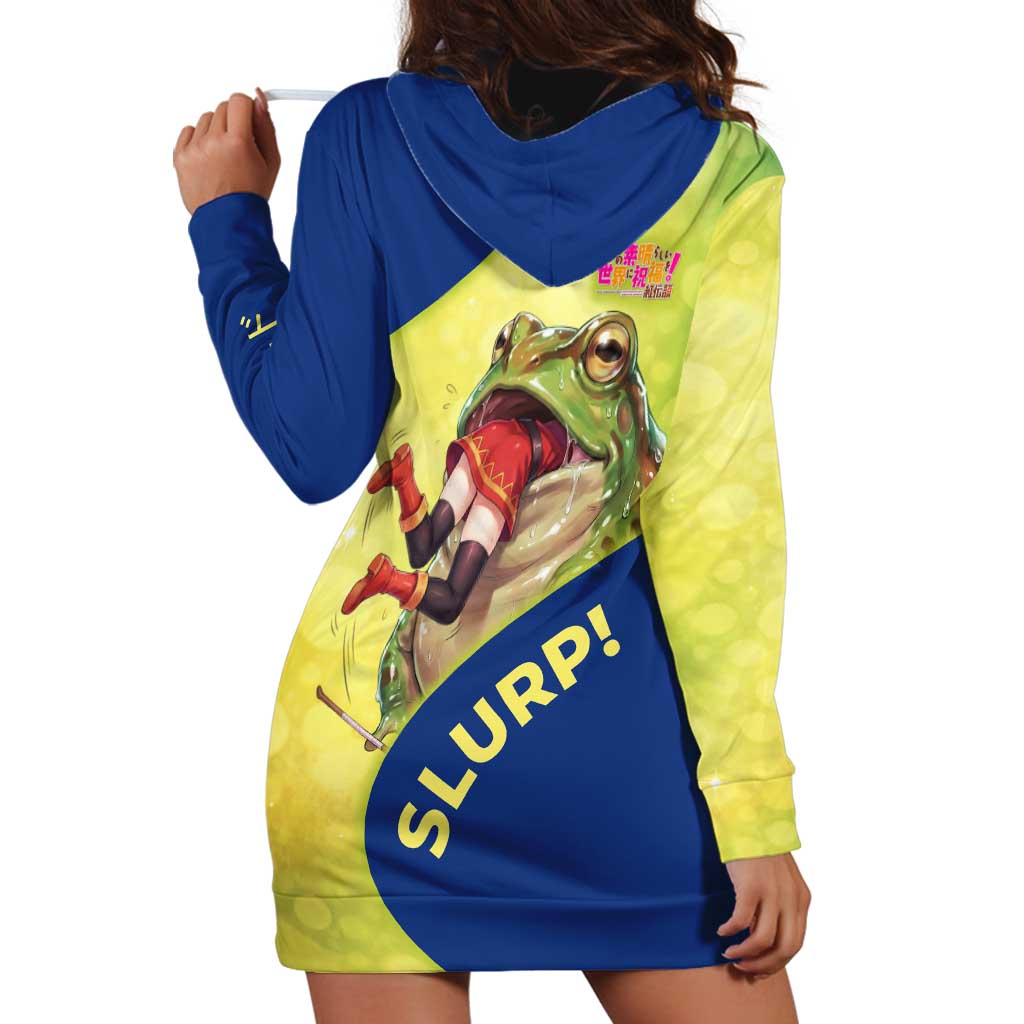 Giant Toad Encounter Hoodie Dress Comedic Fantasy Creature Art Style