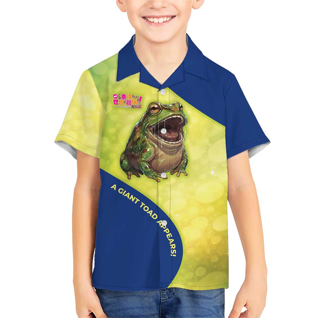 Giant Toad Encounter Kid Hawaiian Shirt Comedic Fantasy Creature Art Style