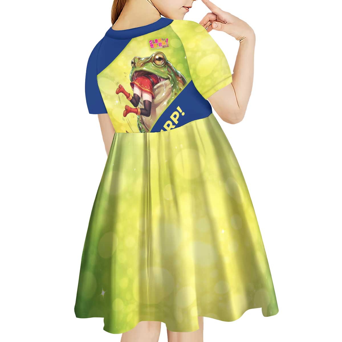 Giant Toad Encounter Kid Short Sleeve Dress Comedic Fantasy Creature Art Style