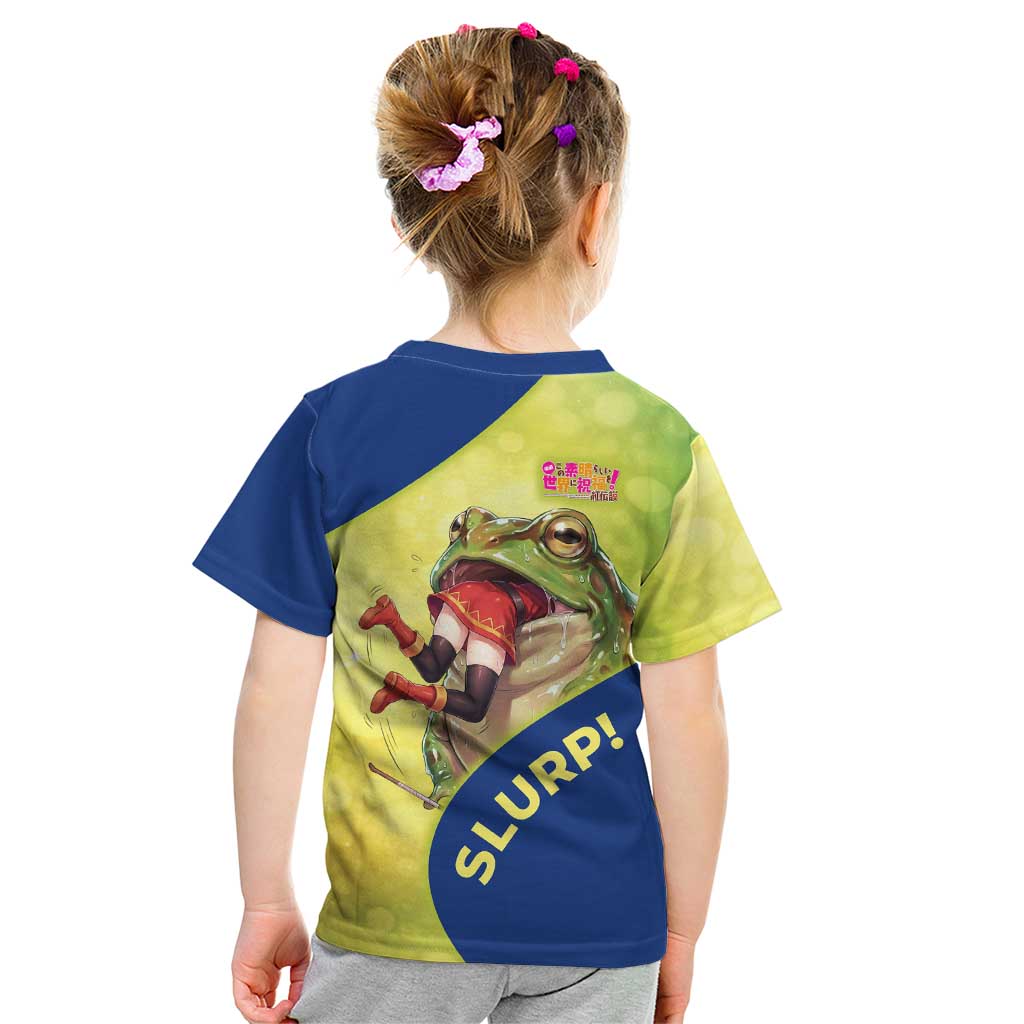 Giant Toad Encounter Kid T Shirt Comedic Fantasy Creature Art Style