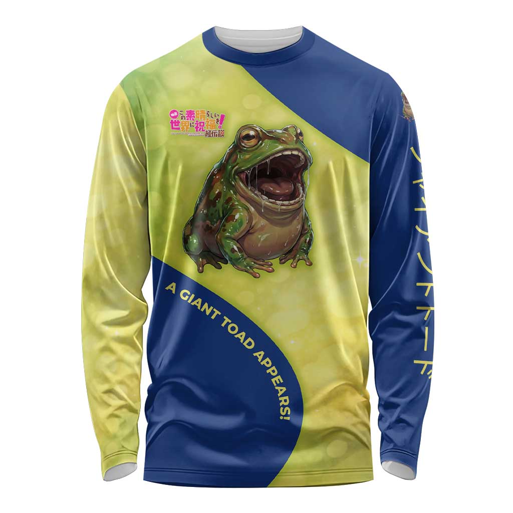 Giant Toad Encounter Long Sleeve Shirt Comedic Fantasy Creature Art Style