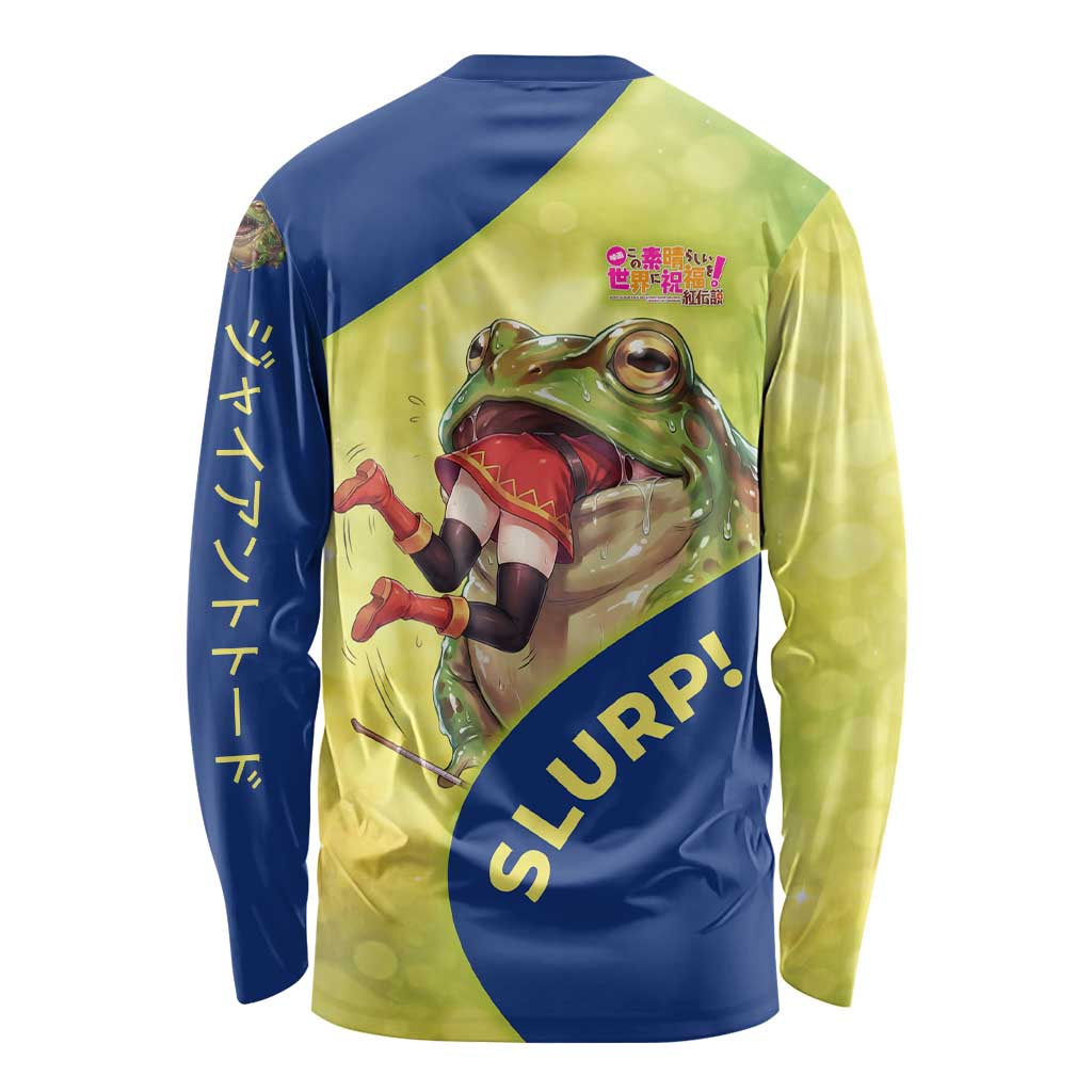 Giant Toad Encounter Long Sleeve Shirt Comedic Fantasy Creature Art Style
