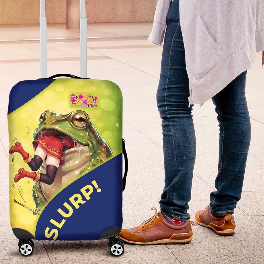 Giant Toad Encounter Luggage Cover Comedic Fantasy Creature Art Style