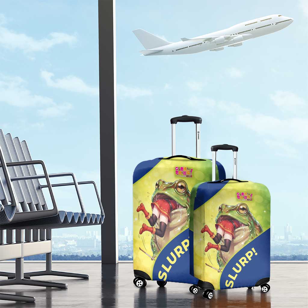 Giant Toad Encounter Luggage Cover Comedic Fantasy Creature Art Style