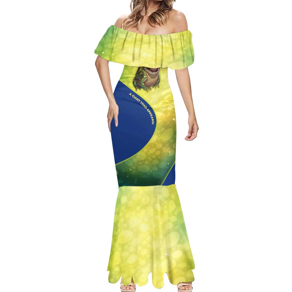 Giant Toad Encounter Mermaid Dress Comedic Fantasy Creature Art Style