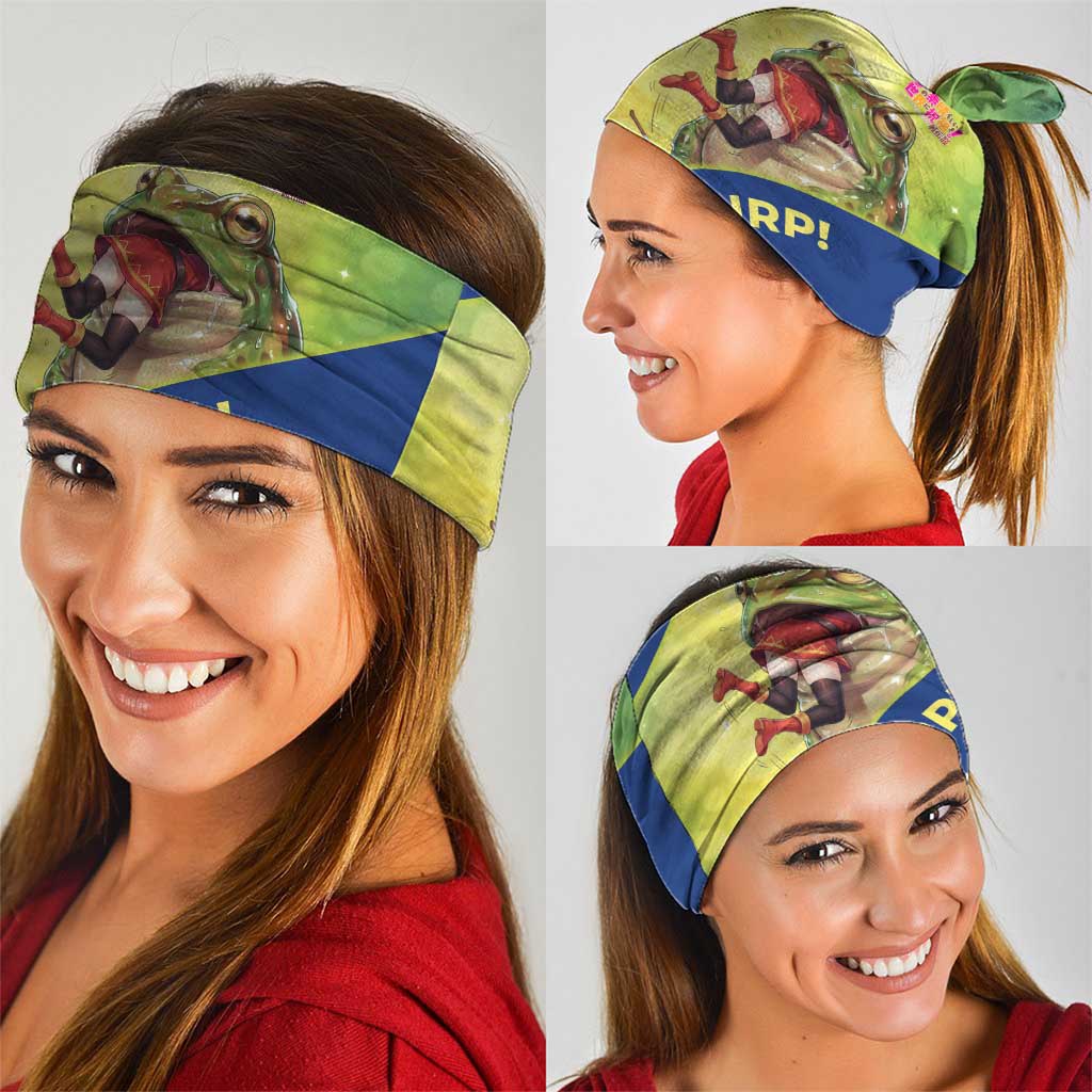 Giant Toad Encounter Neck Gaiter Comedic Fantasy Creature Art Style