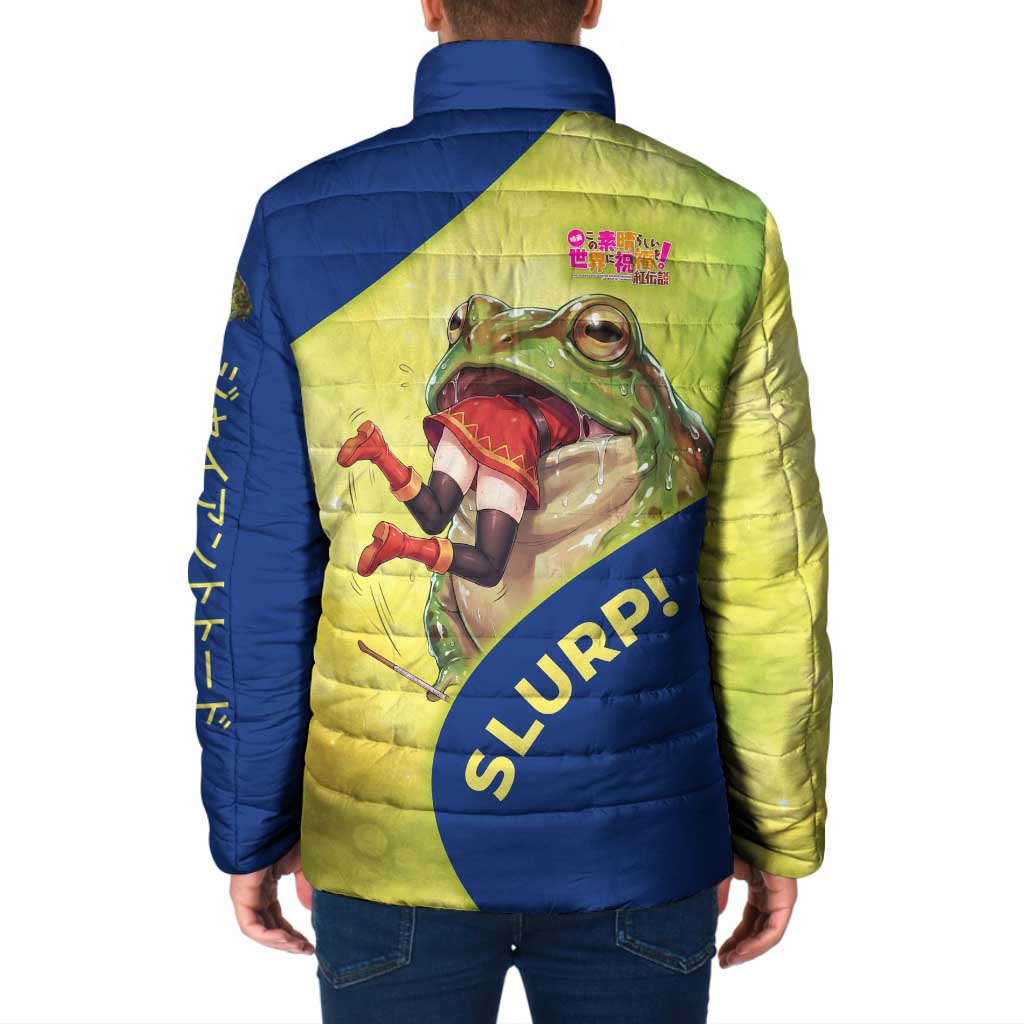 Giant Toad Encounter Padded Jacket Comedic Fantasy Creature Art Style
