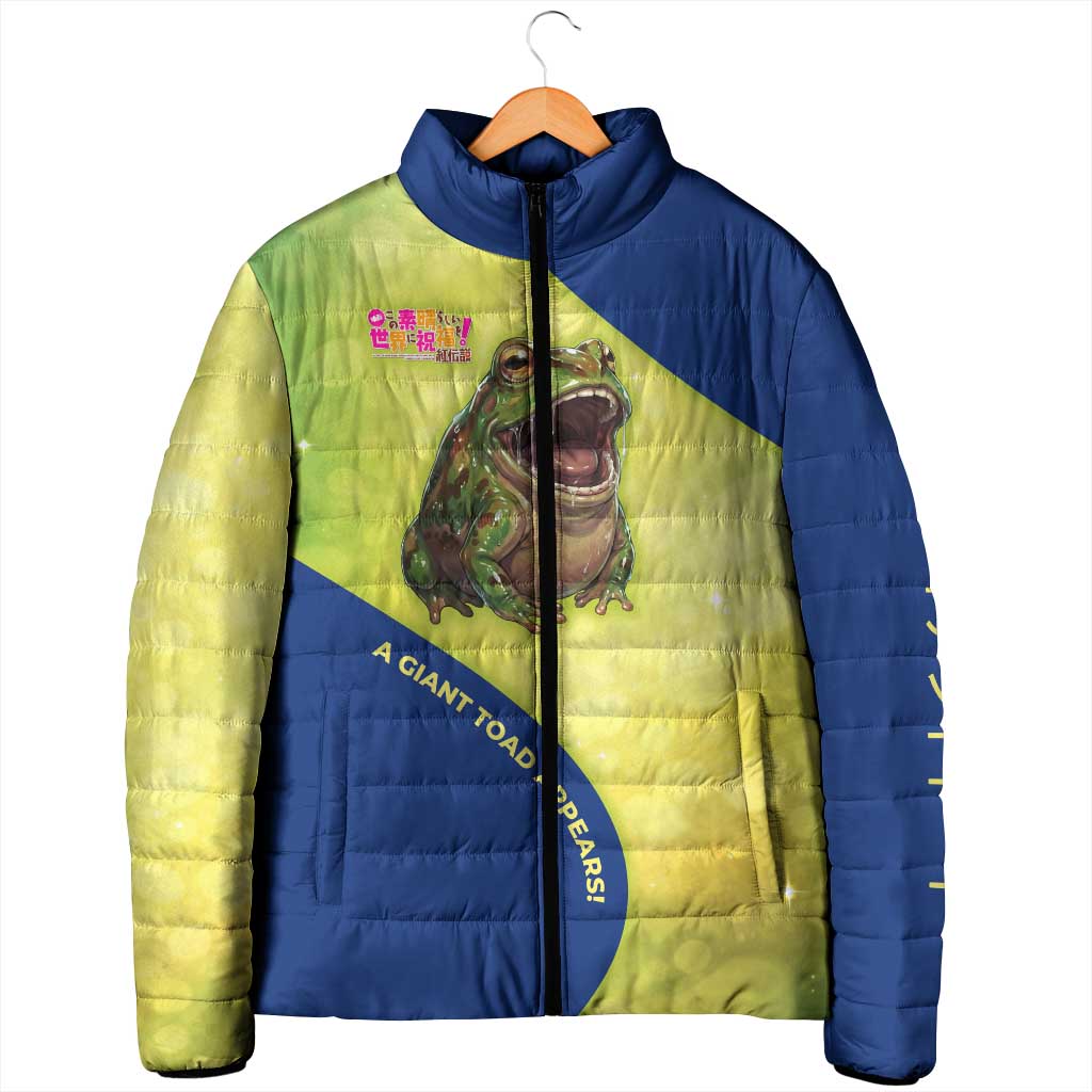 Giant Toad Encounter Padded Jacket Comedic Fantasy Creature Art Style