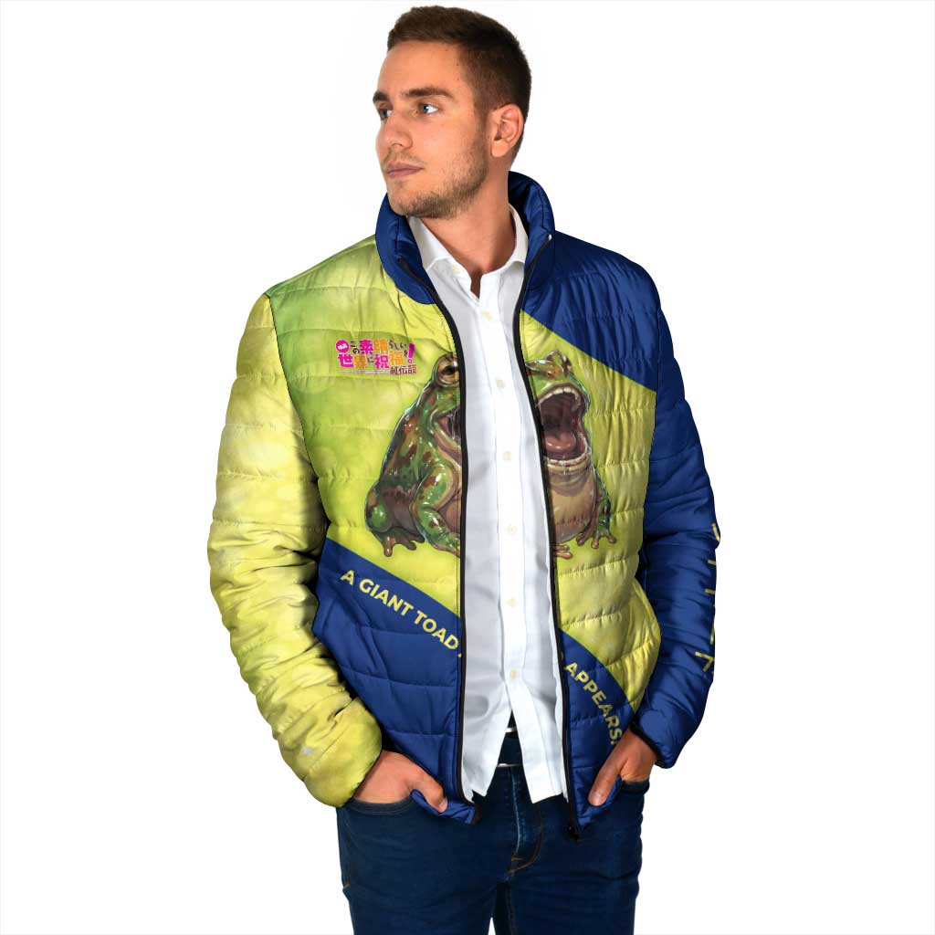 Giant Toad Encounter Padded Jacket Comedic Fantasy Creature Art Style
