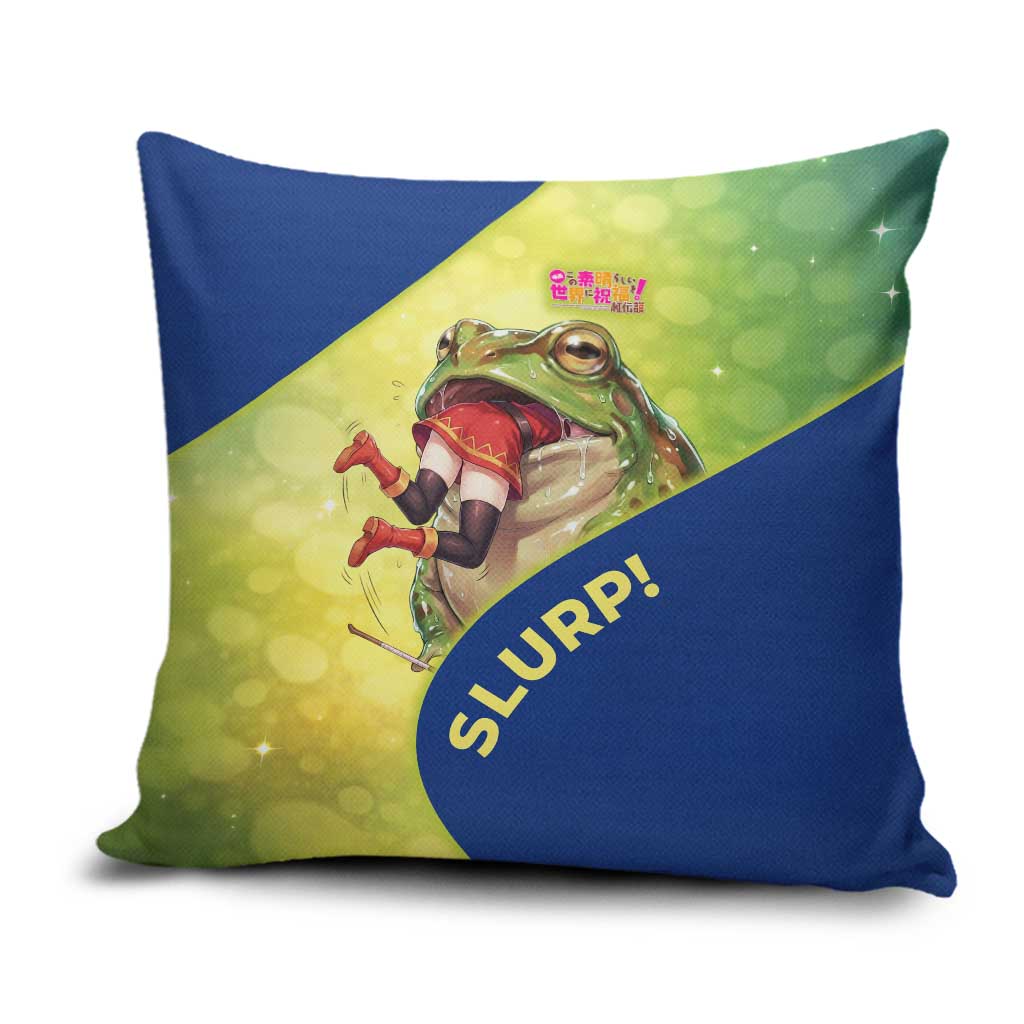 Giant Toad Encounter Pillow Cover Comedic Fantasy Creature Art Style