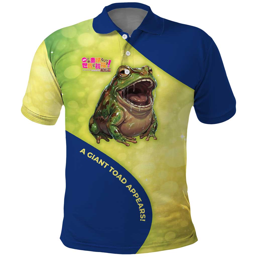 Giant Toad Encounter Polo Shirt Comedic Fantasy Creature Art Style