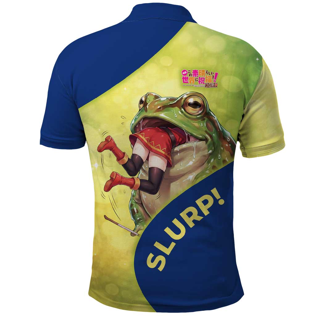 Giant Toad Encounter Polo Shirt Comedic Fantasy Creature Art Style