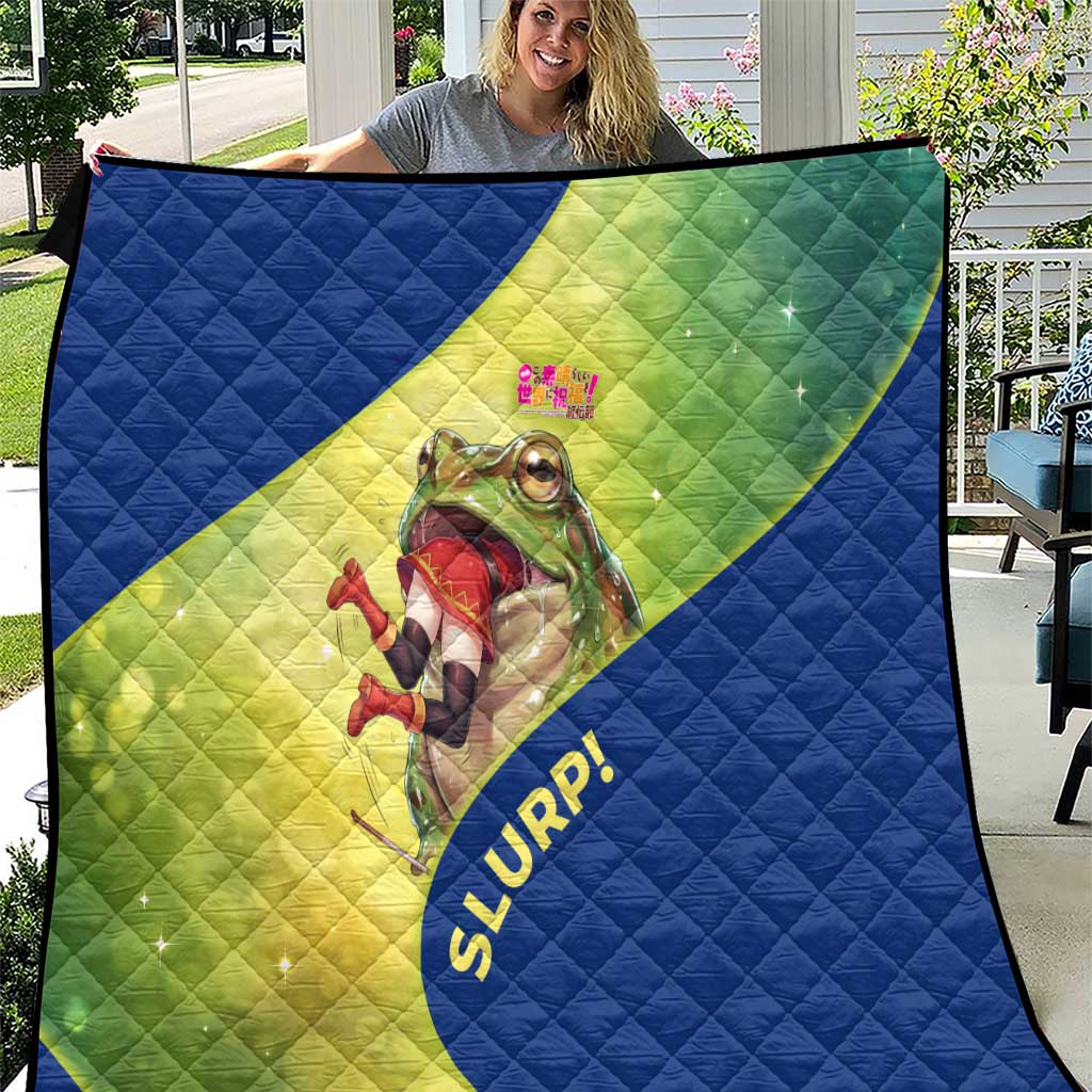 Giant Toad Encounter Quilt Comedic Fantasy Creature Art Style