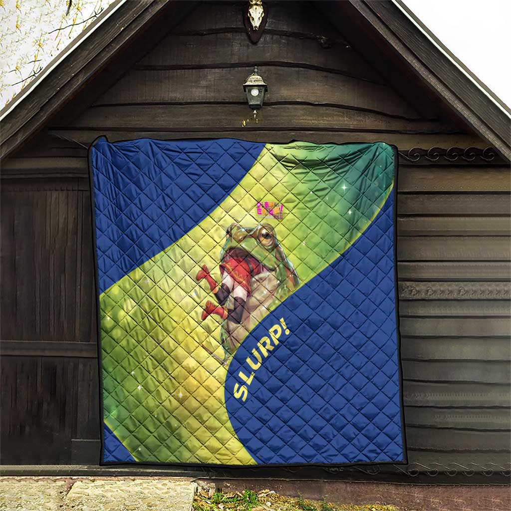 Giant Toad Encounter Quilt Comedic Fantasy Creature Art Style