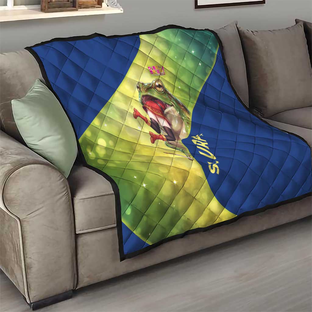 Giant Toad Encounter Quilt Comedic Fantasy Creature Art Style