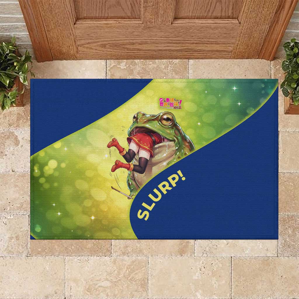 Giant Toad Encounter Rubber Doormat Comedic Fantasy Creature Art Style