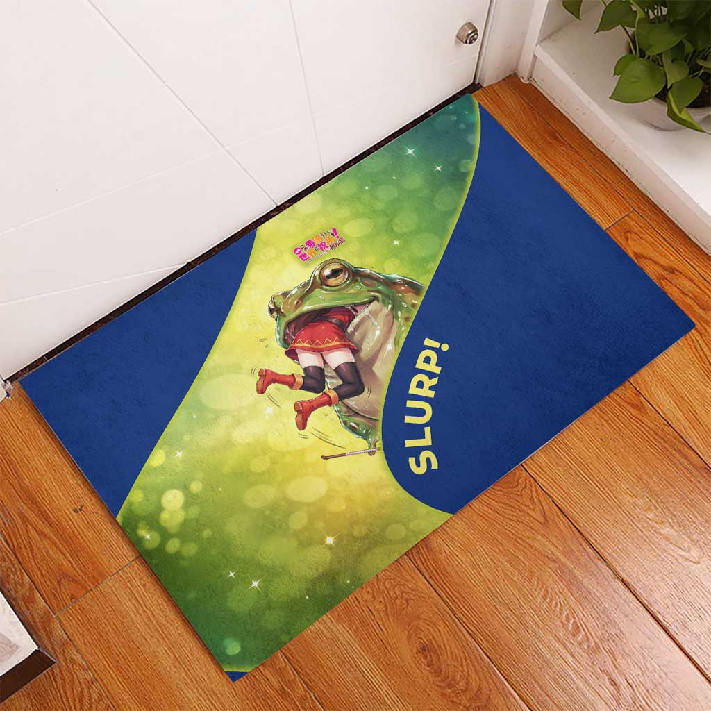 Giant Toad Encounter Rubber Doormat Comedic Fantasy Creature Art Style