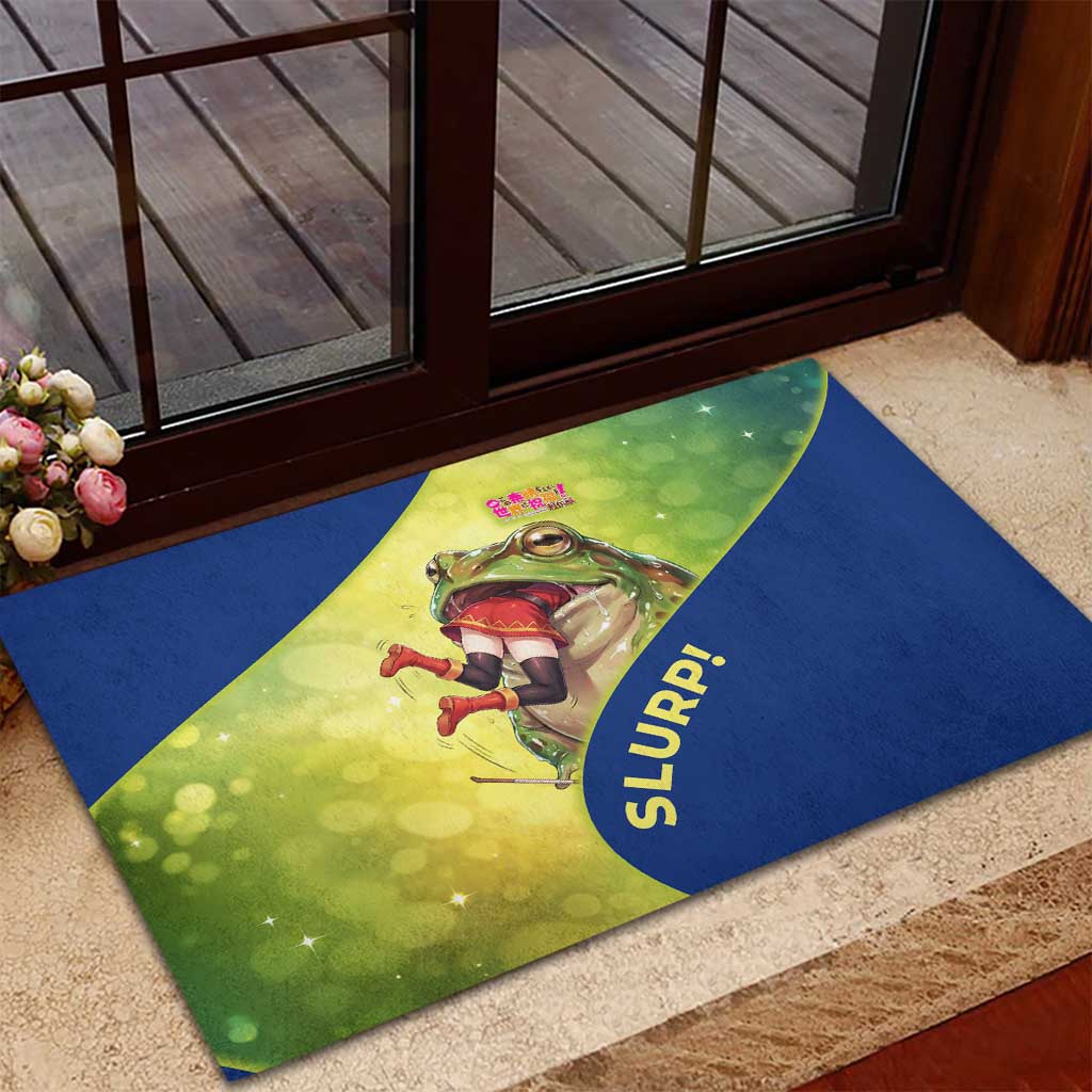 Giant Toad Encounter Rubber Doormat Comedic Fantasy Creature Art Style