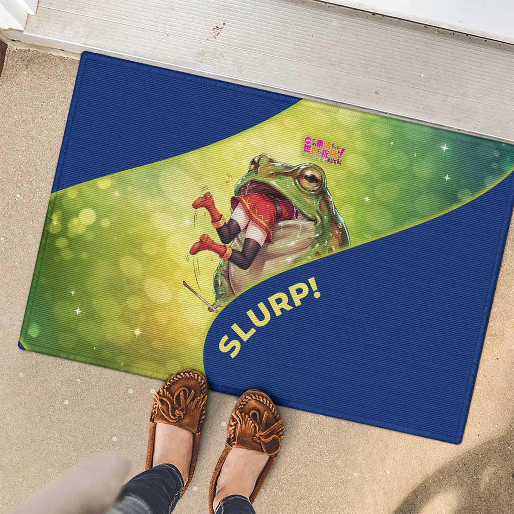 Giant Toad Encounter Rubber Doormat Comedic Fantasy Creature Art Style