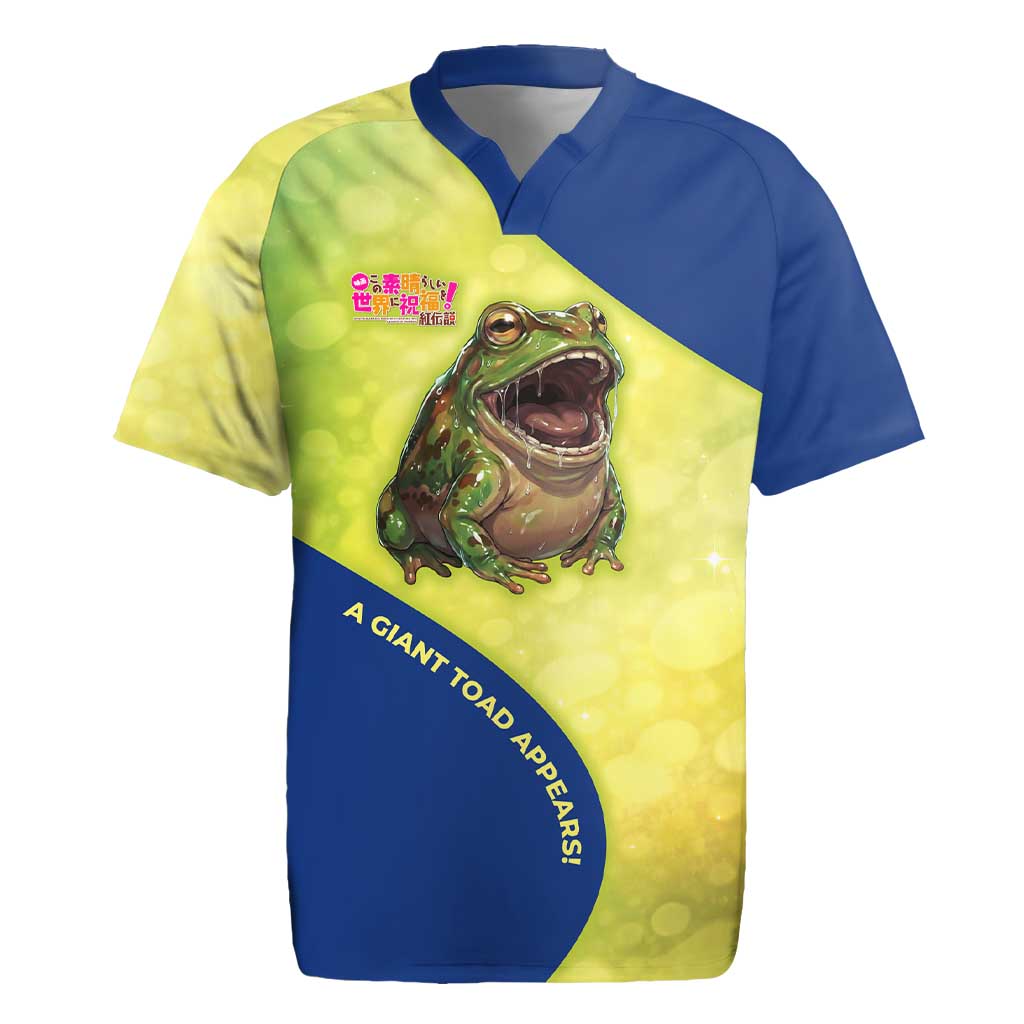 Giant Toad Encounter Rugby Jersey Comedic Fantasy Creature Art Style