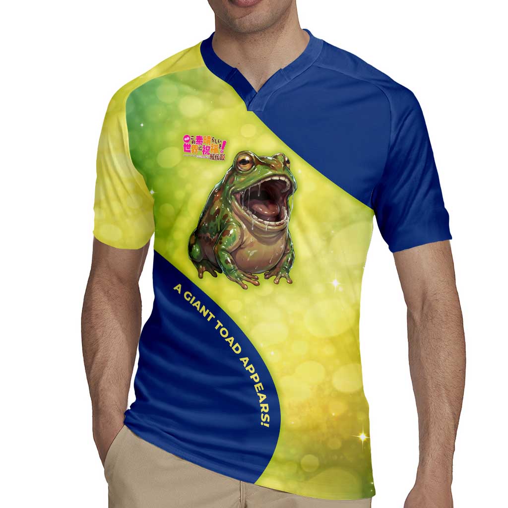 Giant Toad Encounter Rugby Jersey Comedic Fantasy Creature Art Style