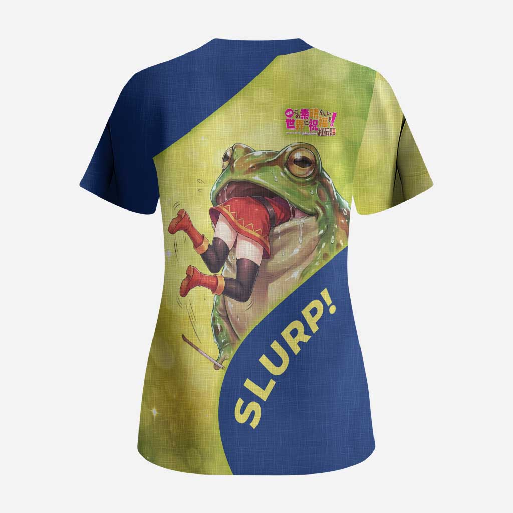 Giant Toad Encounter Scrub Top Comedic Fantasy Creature Art Style