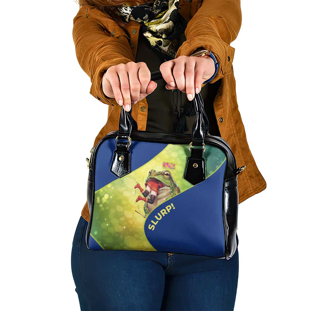 Giant Toad Encounter Shoulder Handbag Comedic Fantasy Creature Art Style