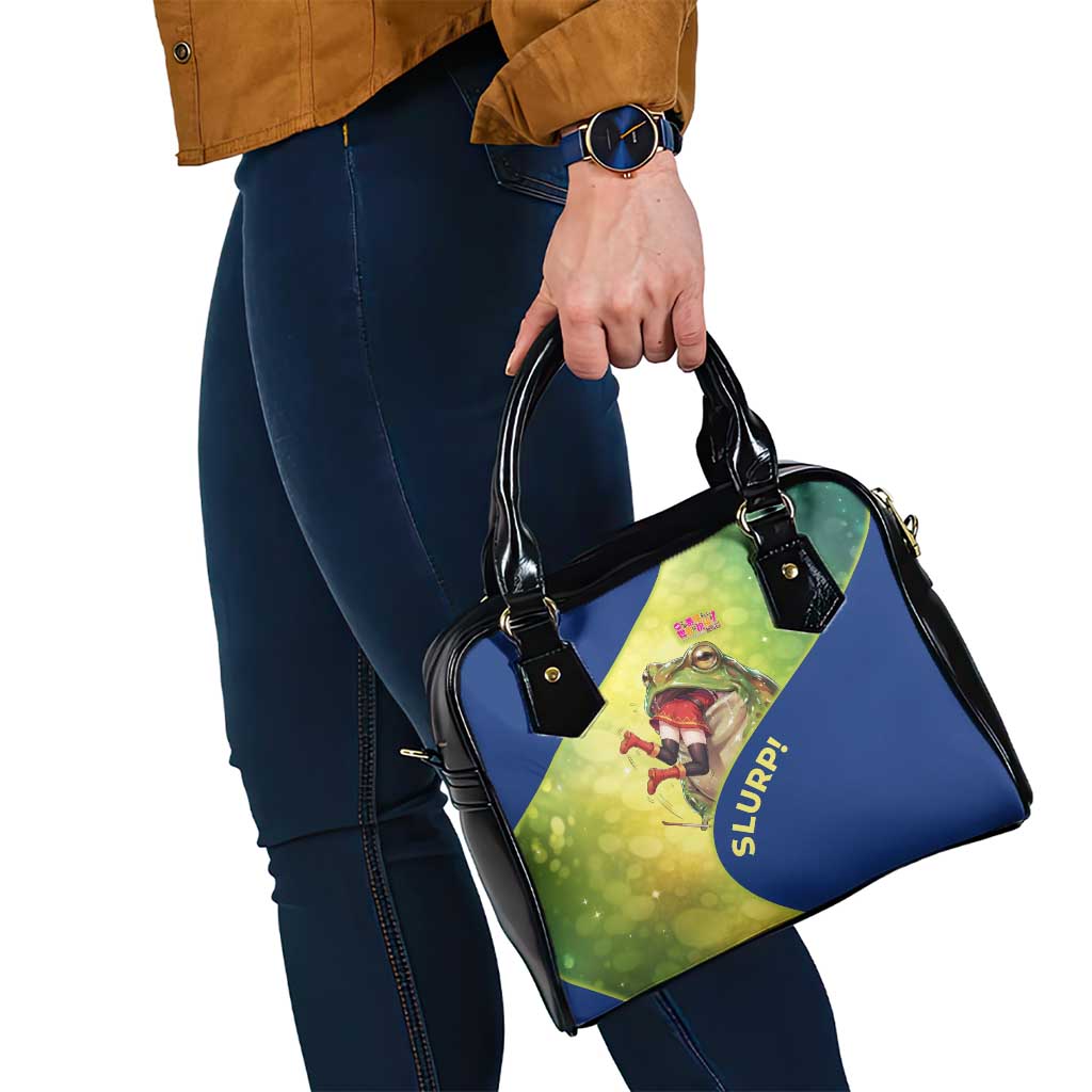 Giant Toad Encounter Shoulder Handbag Comedic Fantasy Creature Art Style