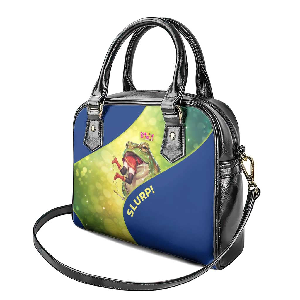Giant Toad Encounter Shoulder Handbag Comedic Fantasy Creature Art Style