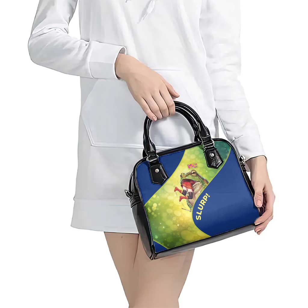 Giant Toad Encounter Shoulder Handbag Comedic Fantasy Creature Art Style