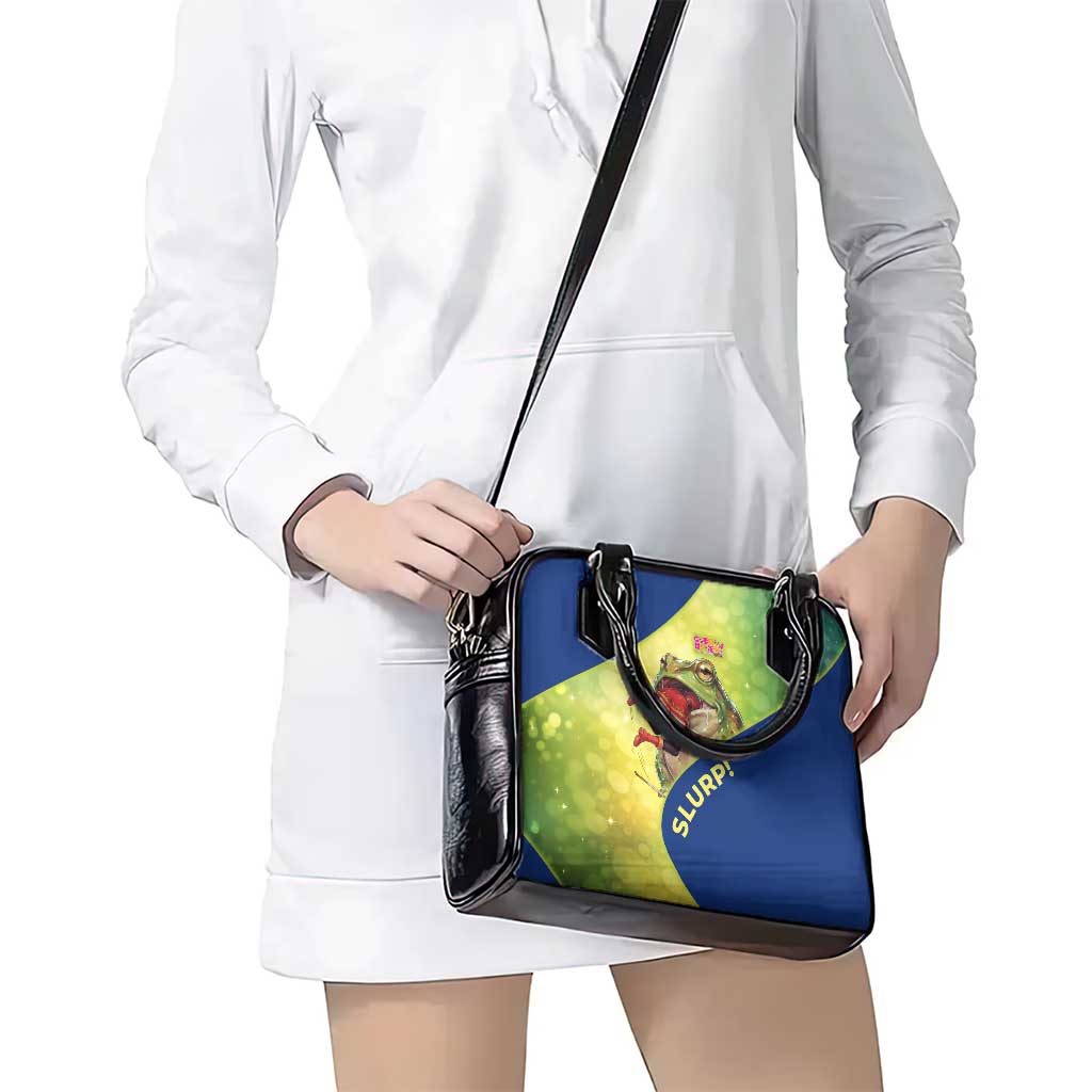 Giant Toad Encounter Shoulder Handbag Comedic Fantasy Creature Art Style