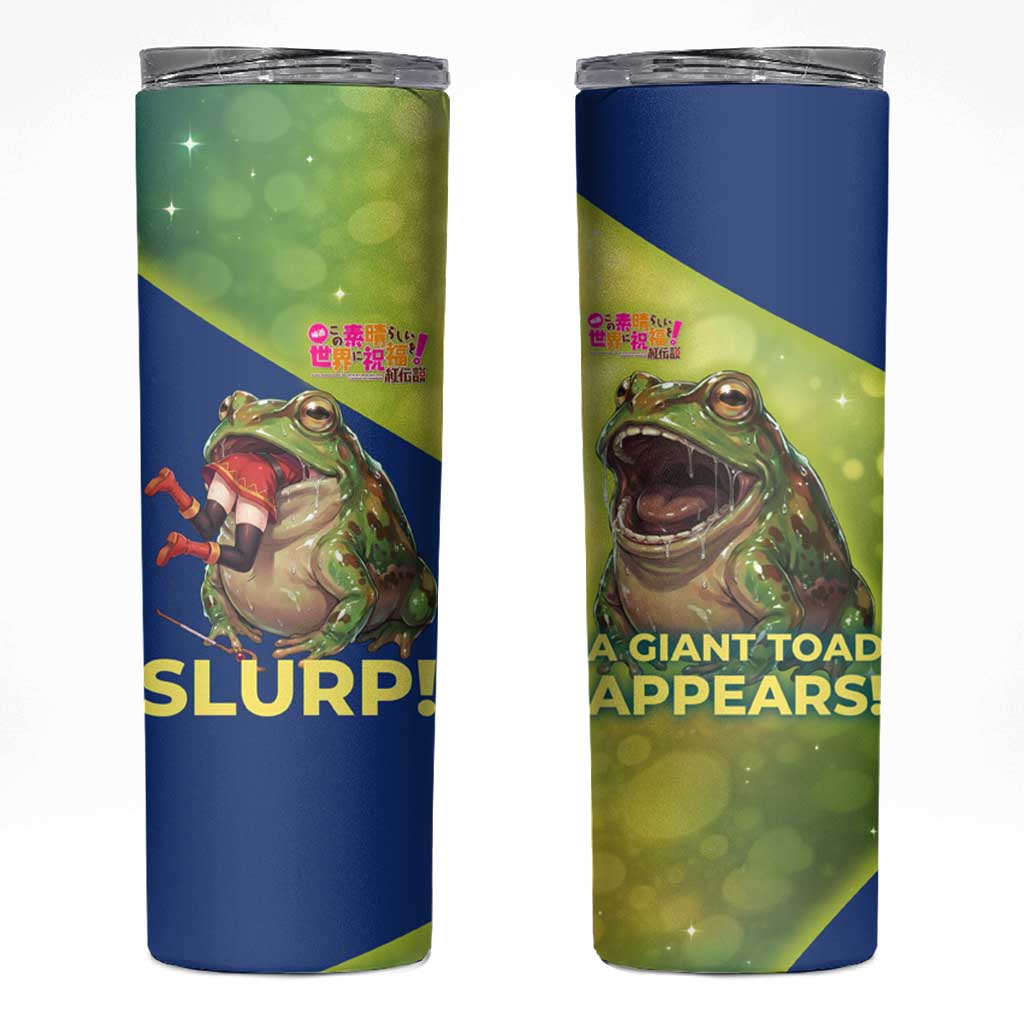 Giant Toad Encounter Skinny Tumbler Comedic Fantasy Creature Art Style