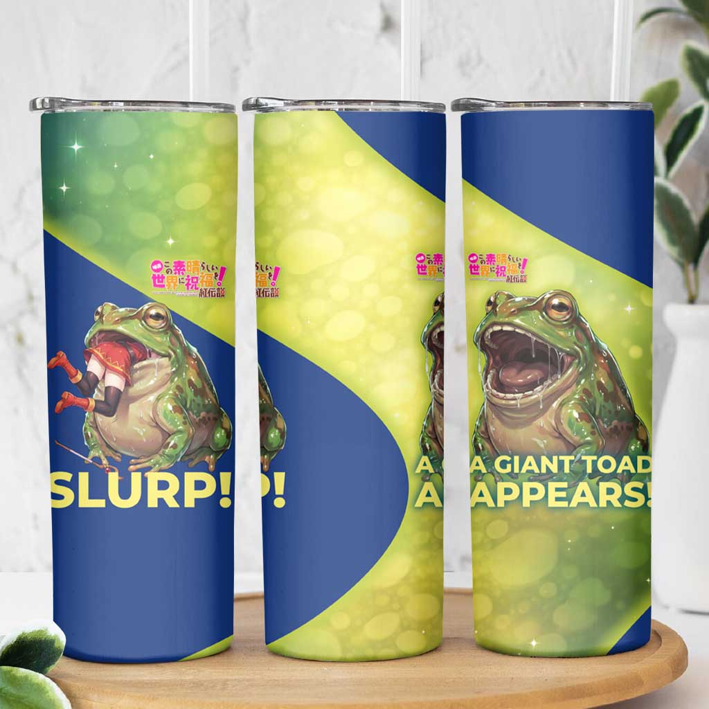 Giant Toad Encounter Skinny Tumbler Comedic Fantasy Creature Art Style
