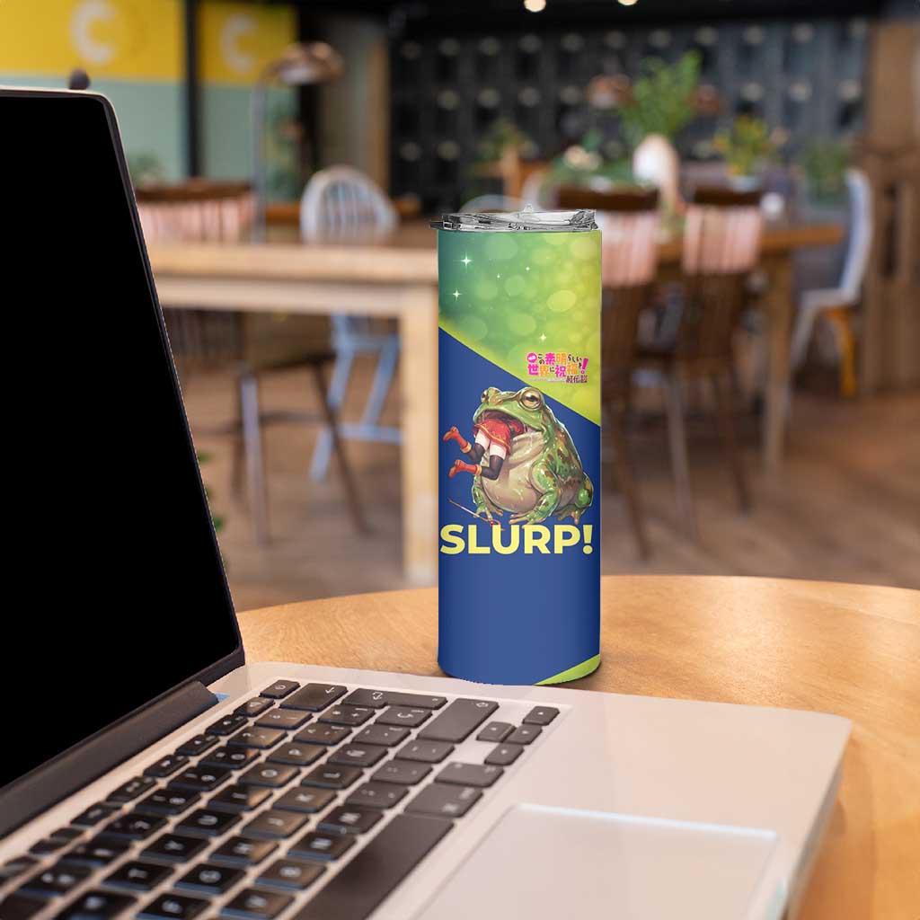 Giant Toad Encounter Skinny Tumbler Comedic Fantasy Creature Art Style