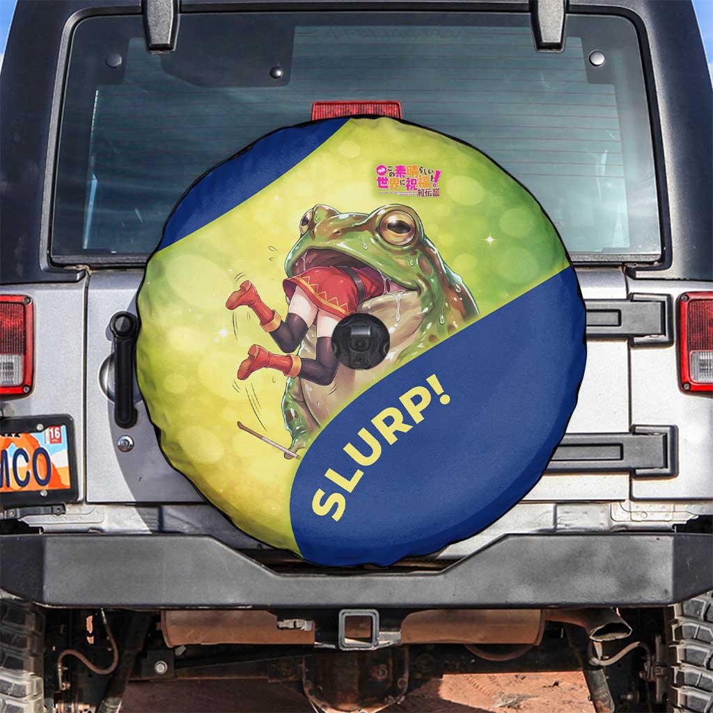 Giant Toad Encounter Spare Tire Cover Comedic Fantasy Creature Art Style