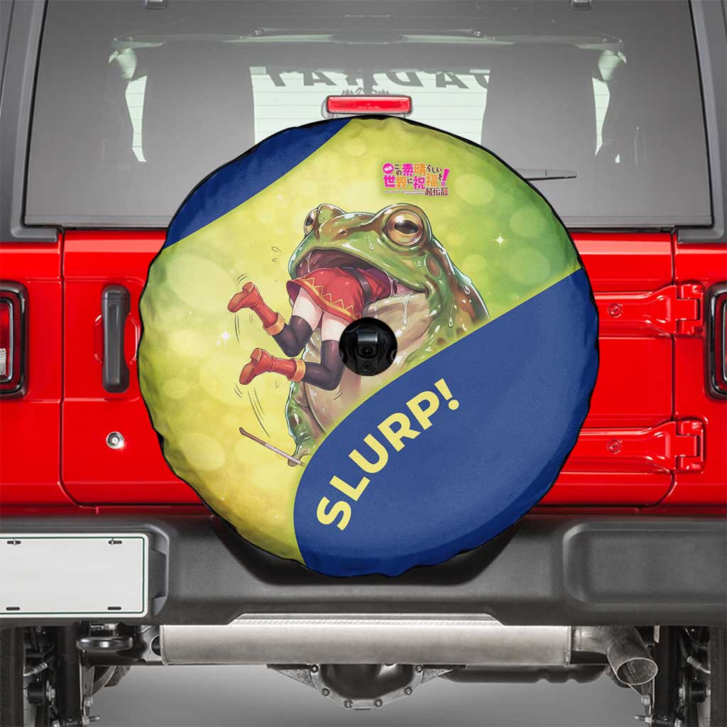 Giant Toad Encounter Spare Tire Cover Comedic Fantasy Creature Art Style