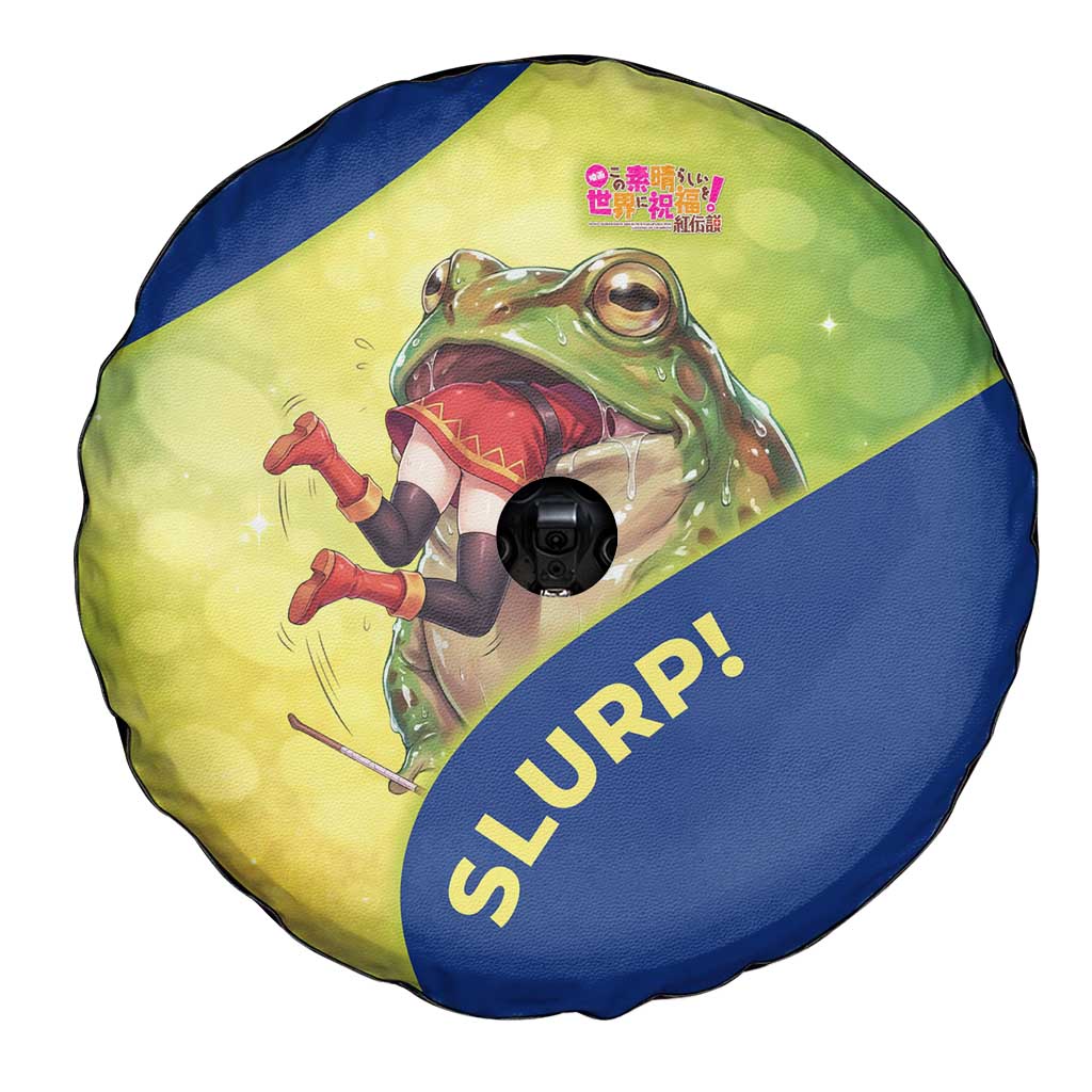 Giant Toad Encounter Spare Tire Cover Comedic Fantasy Creature Art Style
