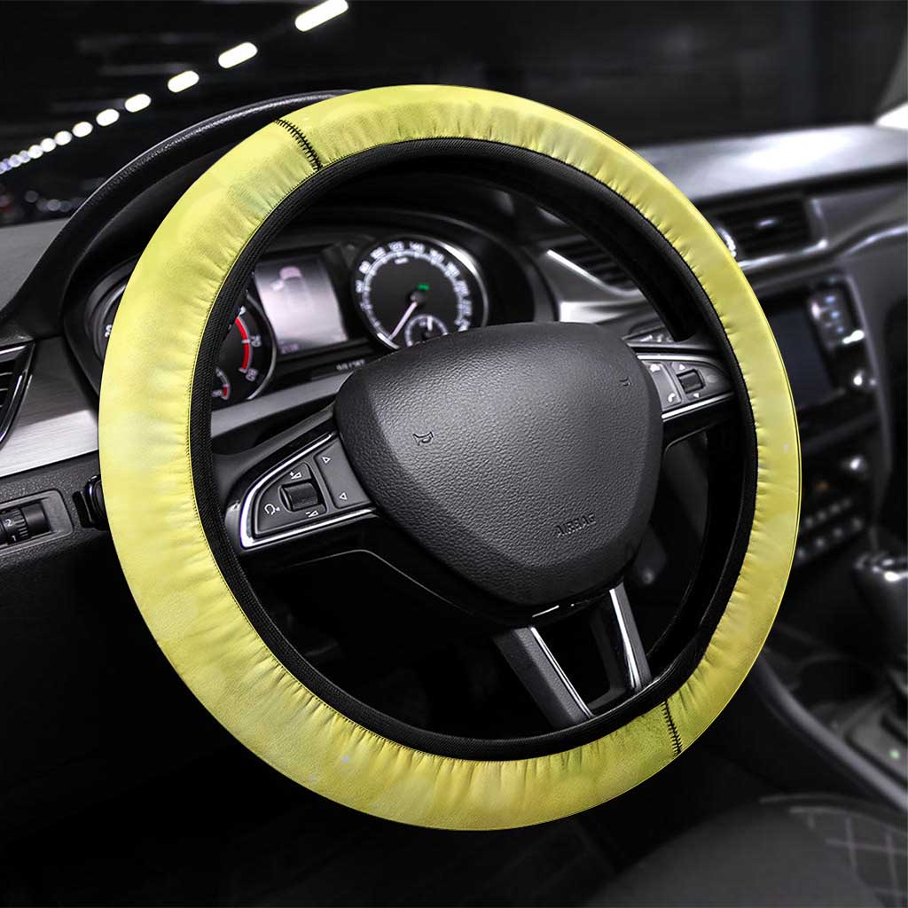 Giant Toad Encounter Steering Wheel Cover Comedic Fantasy Creature Art Style