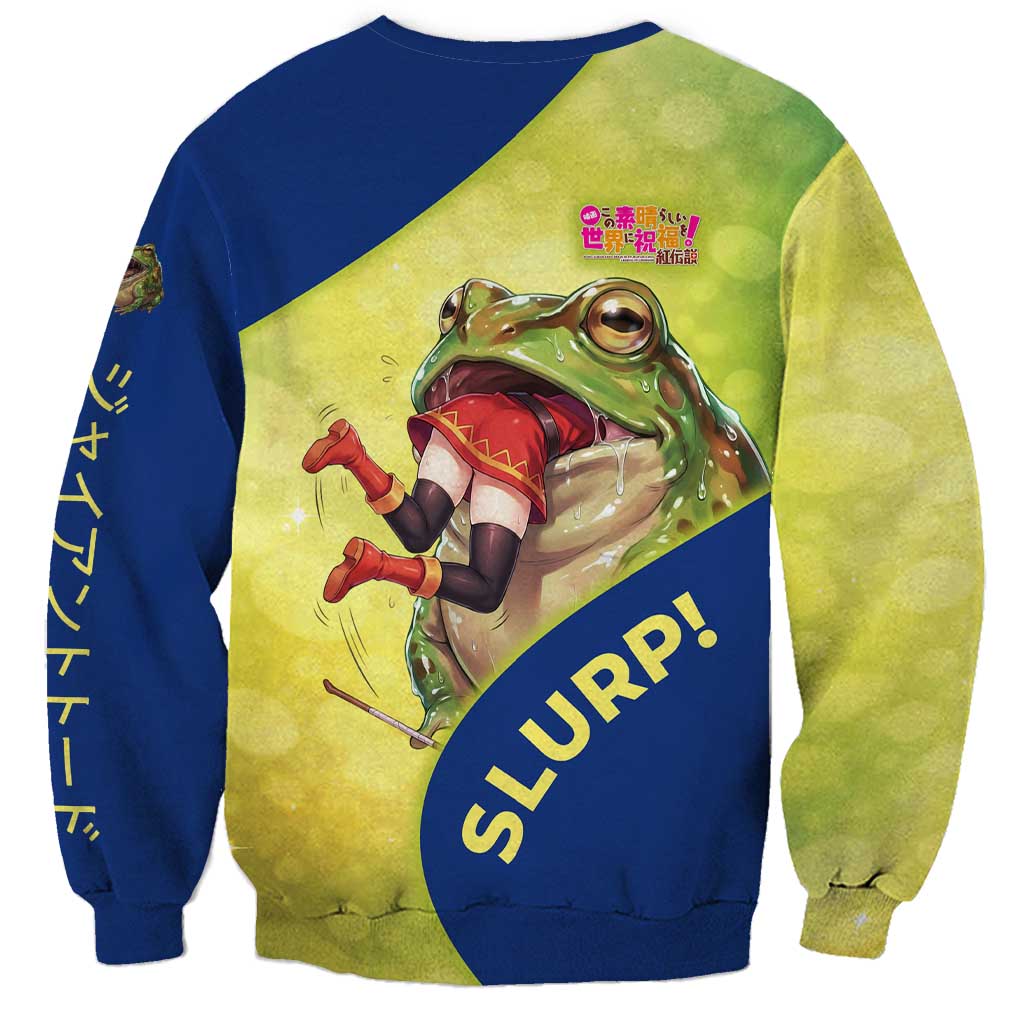 Giant Toad Encounter Sweatshirt Comedic Fantasy Creature Art Style