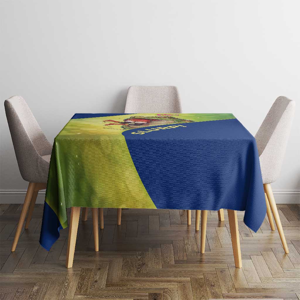 Giant Toad Encounter Tablecloth Comedic Fantasy Creature Art Style