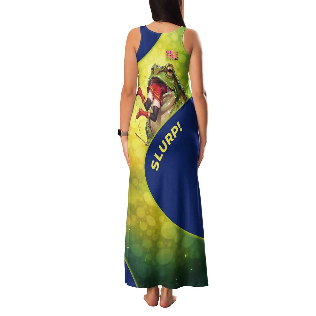 Giant Toad Encounter Tank Maxi Dress Comedic Fantasy Creature Art Style
