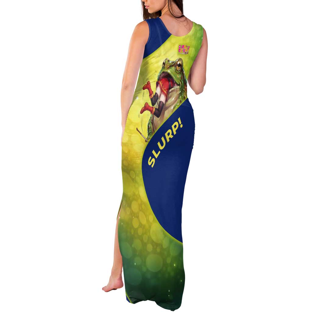 Giant Toad Encounter Tank Maxi Dress Comedic Fantasy Creature Art Style