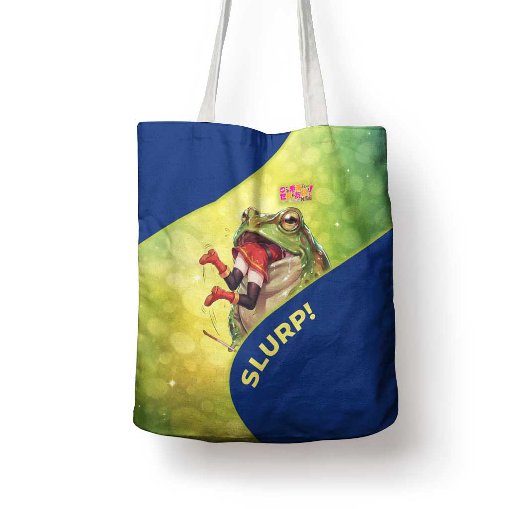 Giant Toad Encounter Tote Bag Comedic Fantasy Creature Art Style