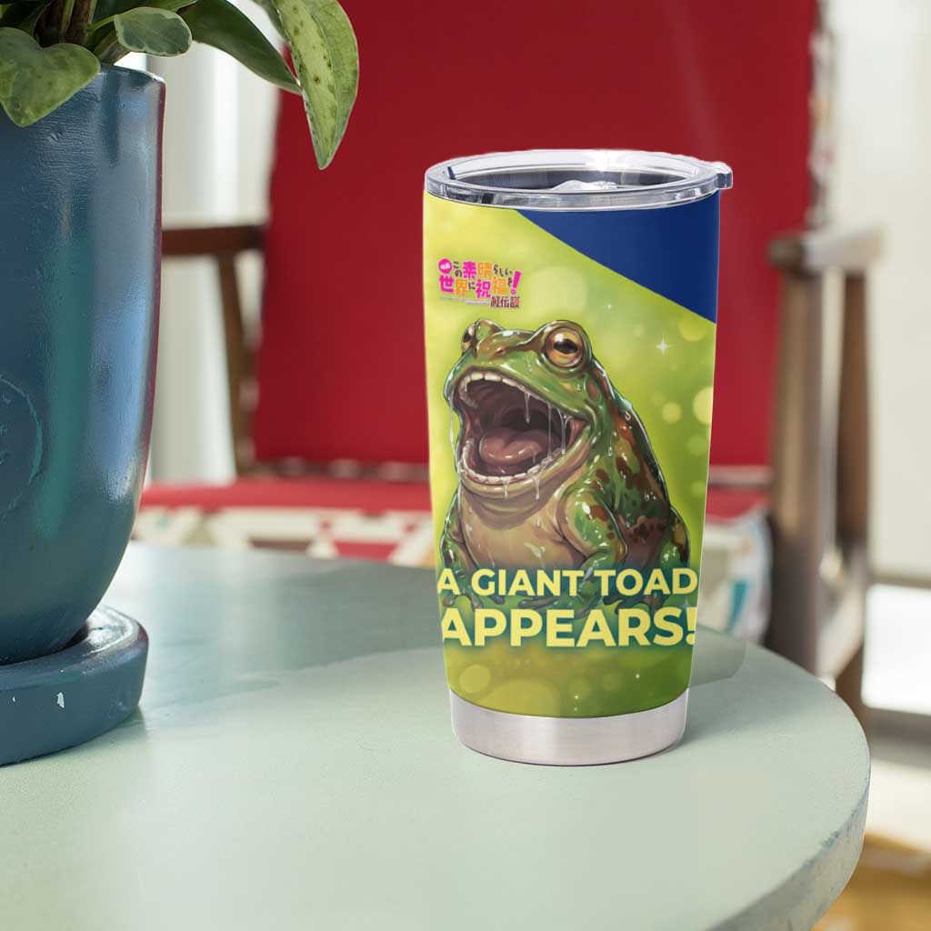 Giant Toad Encounter Tumbler Cup Comedic Fantasy Creature Art Style